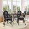 Flash Furniture Lourdes Thonet French Bistro Stacking Chair w/Arms, Blk and Wht PE Rattan and Black Alum Frame, 4PK 4-SDA-AD642002A-BKWH-BK-GG - alternate 1